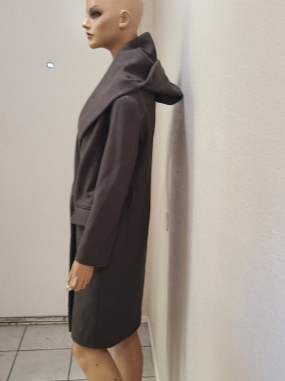 ALLSAINTS SCALA COAT OVERSIZED OVERCOAT HUGE DRAPED HOOD ITALIANWOOL BLEND sz XS - Picture 5 of 10